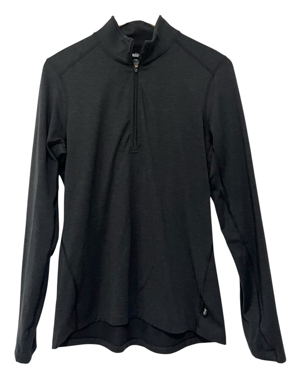 REI Pullover Womens Large Black 1/4 Zip Mock Neck Lightweight Stretch Co-op